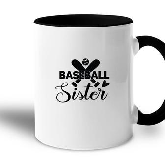 Baseball Sister Black Gift Idea Ball Accent Mug - Seseable