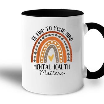 Be Kind Mental Health Matters Polka Dot Rainbow Awareness Accent Mug - Seseable