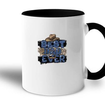 Best Dad Ever Blue Gilter Leoprad Cowboy Hat Fathers Day Accent Mug - Seseable