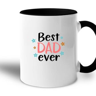 Best Dad Ever Stars Pink Daddy Colors Gift Fathers Day Accent Mug - Seseable
