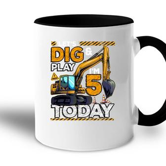Birthday Boy 5 Construction 5Th Birthday Excavator Birthday Accent Mug - Seseable