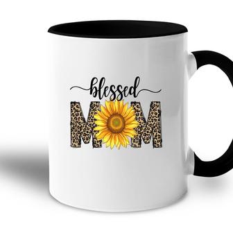 Blessed Mom With Sunflower And Leopard Vintage Mothers Day Design Accent Mug - Seseable