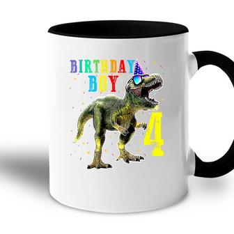 Boys Rawr Im 4 4Th Birthday Dinosaur Accent Mug - Seseable