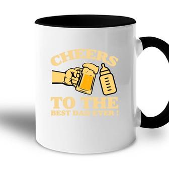 Cheers To The Best Dad Ever Yellow Letter Fathers Day Accent Mug - Seseable