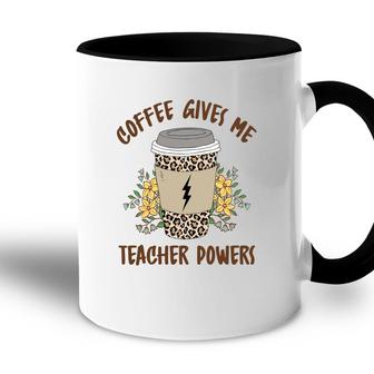 Coffe Gives Me Teacher Powers Leopard Style Accent Mug - Seseable