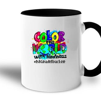 Color The World With Kindness 1St Grade Teacher Splash Accent Mug - Seseable