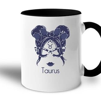 Cool Blue Design Taurus Girl With Glass Accent Mug - Seseable