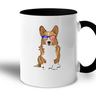 Corgi 4Th July Usa Sunglasses American Flag Dog Accent Mug - Seseable