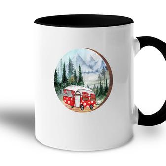 Custom Happt Life Happy Camper Camp Life Accent Mug - Seseable