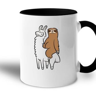 Cute Sloth Riding On Llama Love Llama And Sloths Accent Mug