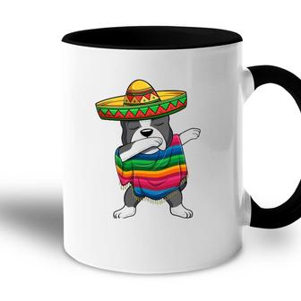 Dabbing Boston Terrier Mexican Poncho Sombrero Cinco De Mayo Accent Mug - Seseable