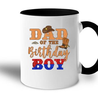 Dad Of The Birthday Boy Western Cowboy Theme Family B-Day Accent Mug - Seseable