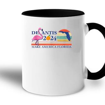 Desantis 2024 Make America Florida Flamingo Vintage Retro Accent Mug - Seseable