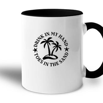 Drink In My Hand Toes In The Sand Graphic Circle Accent Mug - Seseable