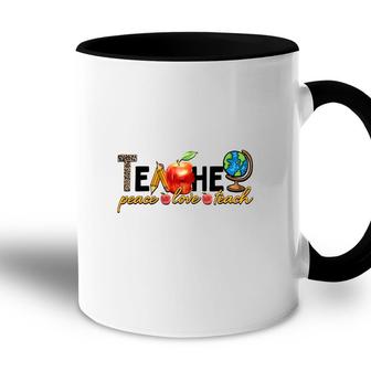 Earth Teacher Peacee Love Teach Great Apple Accent Mug - Seseable