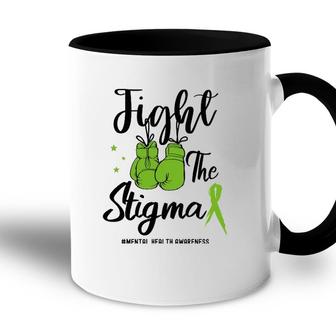 Fight The Stigma Mental Health Awareness May Green Ribbon Accent Mug - Seseable
