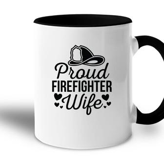 Firefighter Proud Wife Heart Black Graphic Meaningful Accent Mug - Seseable