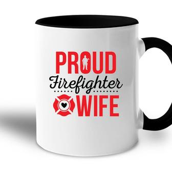 Firefighter Proud Wife Red Black Graphic Meaningful Accent Mug - Seseable
