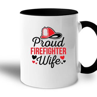 Firefighter Proud Wife Red Heart Black Graphic Meaningful Accent Mug - Seseable