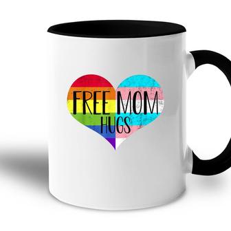 Free Mom Hugs Transgender Rainbow Flag Gay Pride Accent Mug - Seseable