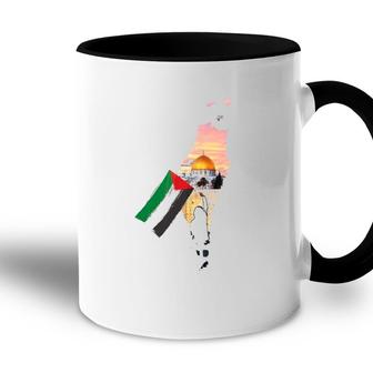 Free Palestine Tine Map Flag Free Jerusalems City Support Gaza Accent Mug - Seseable