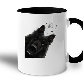 Funny Curious Belgian Shepherd Dog Groenendael Accent Mug | Mazezy