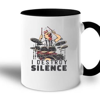 Funny Drummer Design I Destroy Silence Chicken Head Drums Accent Mug | Mazezy