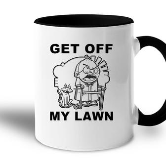 Funny Grumpy Old Man Get Off My Lawn Accent Mug - Seseable