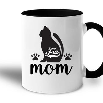 Fur Mom Cat Animal Black Cute Gift For Mom Accent Mug - Seseable