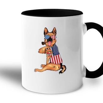 German Shepherd Dog Merica 4Th Of July Usa American Flag Men Accent Mug - Seseable