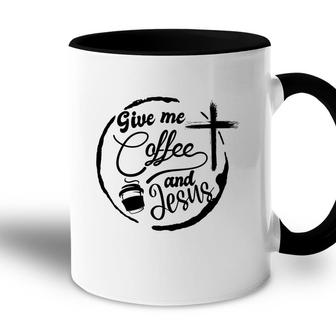 Give Me Coffee And Jesus Bible Verse Black Graphic Christian Accent Mug - Seseable