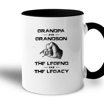 Grandpa And Grandson The Legend And The Legacy Funny New Letters Accent Mug - Seseable