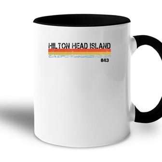 Hilton Head Island Sc Area Code 843 Vintage Stripes Accent Mug - Seseable