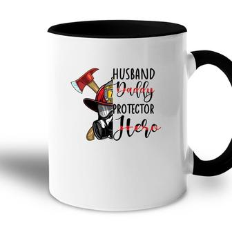 Husband Daddy Protector Here Firefighter Accent Mug - Seseable