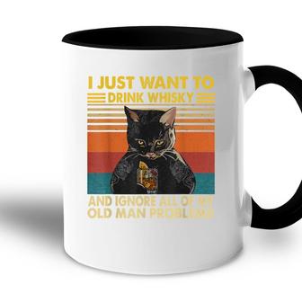 I Just Want To Drink Whisky And Ignore My Problems Black Cat Accent Mug - Seseable