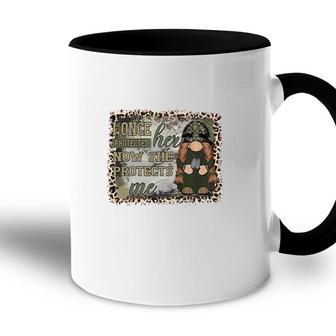 I Once Protected Her Now She Protects Me Hero Dad Accent Mug - Seseable