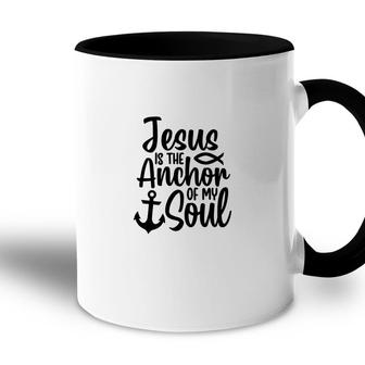 Jesus Is My Anchor Bible Verse Black Graphic Christian Accent Mug - Seseable