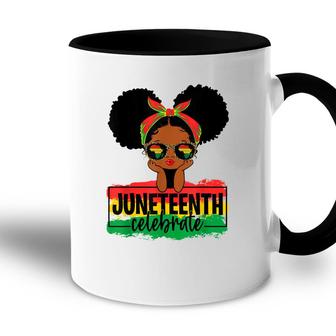 Juneteenth Celebrate Black Girl Princess Space Bun Free-Ish Accent Mug - Seseable