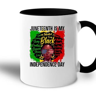 Juneteenth Is My Independence Day Black Queen American Flag Sunglasses Accent Mug - Seseable
