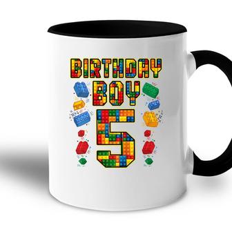 Kids 5Th Birthday Master Builder 5 Years Old Block Building Boys Accent Mug - Seseable