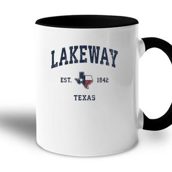 Lakeway Texas Tx Vintage State Flag Sports Navy Design Accent Mug | Mazezy