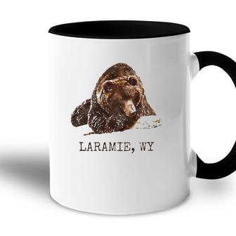 Laramie Wy Brown Grizzly Bear In Snow Wyoming Gift Accent Mug | Mazezy