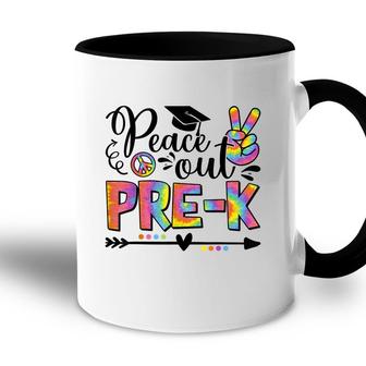 Last Day Of School Peace Out Pre-K Teacher Kids Tie Dye Accent Mug - Seseable