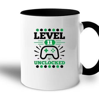 Level 11 Unclocked 11Th Birthday Black Green Accent Mug - Seseable
