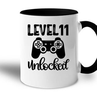 Level 11 Unlocked Full Black Cool Game 11Th Birthday Accent Mug - Seseable