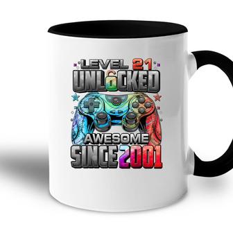 Level 21 Unlocked Awesome Since 2001 21St Birthday Gaming Accent Mug - Seseable