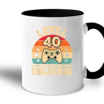 Level 40 Unlocked Video Gaming 40Th Birthday 1982 Game Retro Accent Mug - Seseable