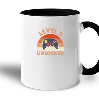 Level 5 Unlocked Orange Retro 5Th Birthday Accent Mug - Seseable
