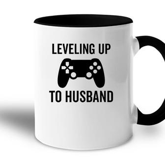 Leveling Up To Husband Engagement Groom Video Game Lover Accent Mug - Seseable