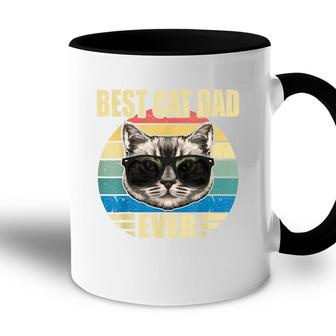 Mens Funny Vintage Cat Daddy Fathers Day Best Cat Dad Ever Accent Mug - Seseable